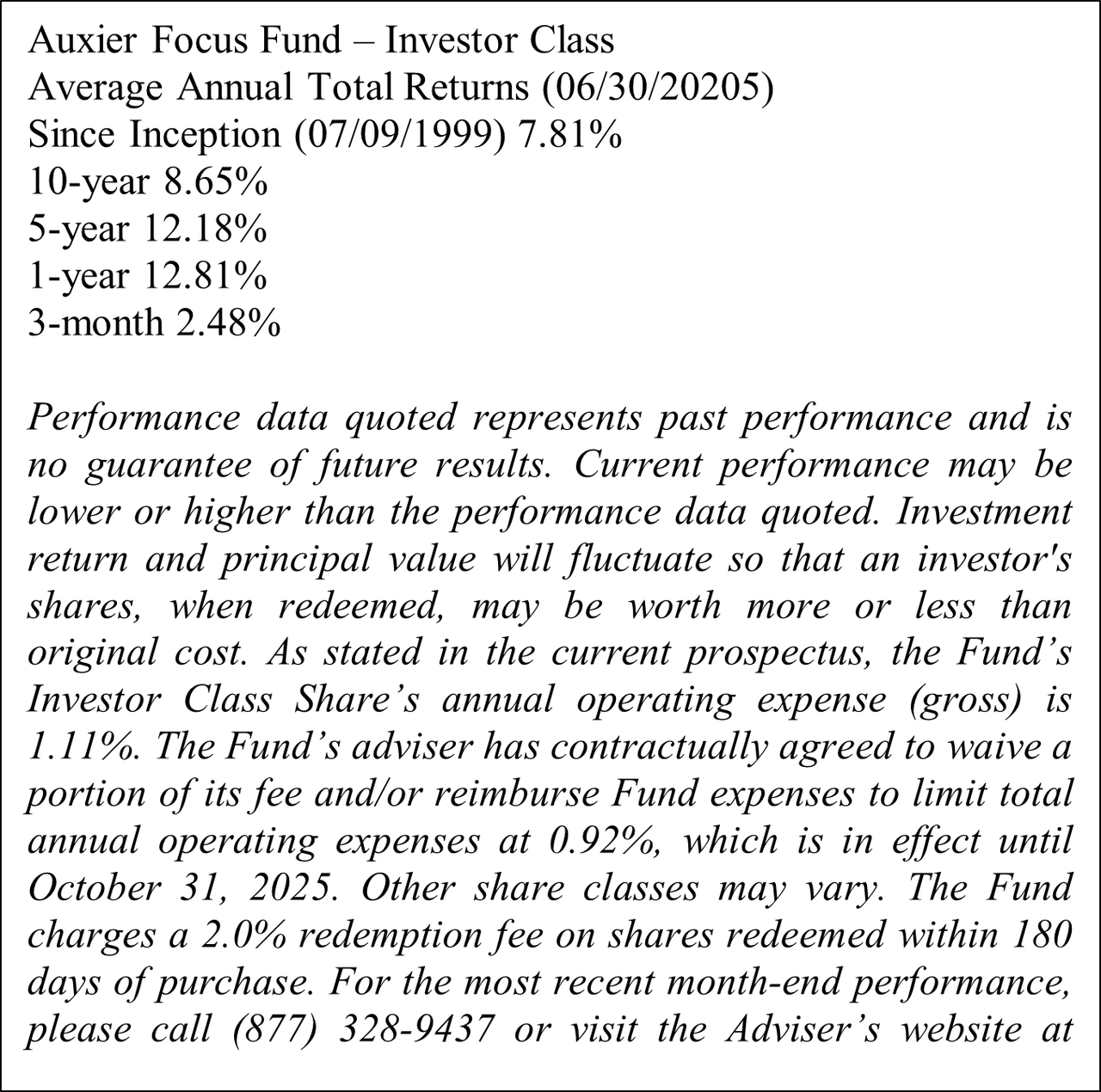Auxier focus fund